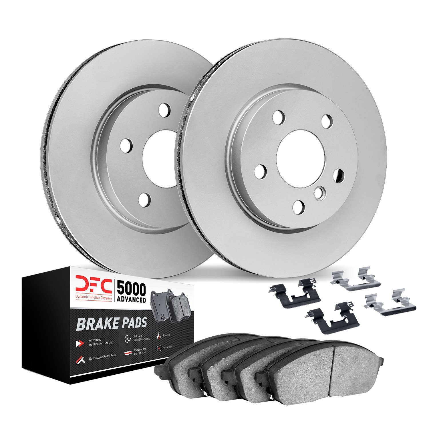 9512-02021 GEOMET Brake Rotors w/5000 Advanced Brake Pads Kit & Hardware, 2002-2008 Porsche, Position: Front