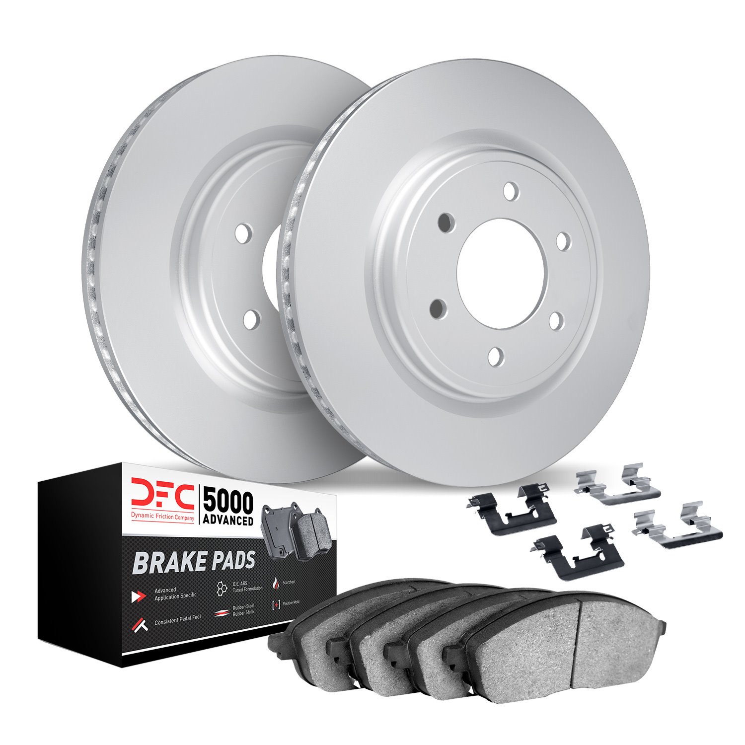 9512-47048 GEOMET Brake Rotors w/5000 Advanced Brake Pads Kit & Hardware, 2015-2020 GM, Position: Front