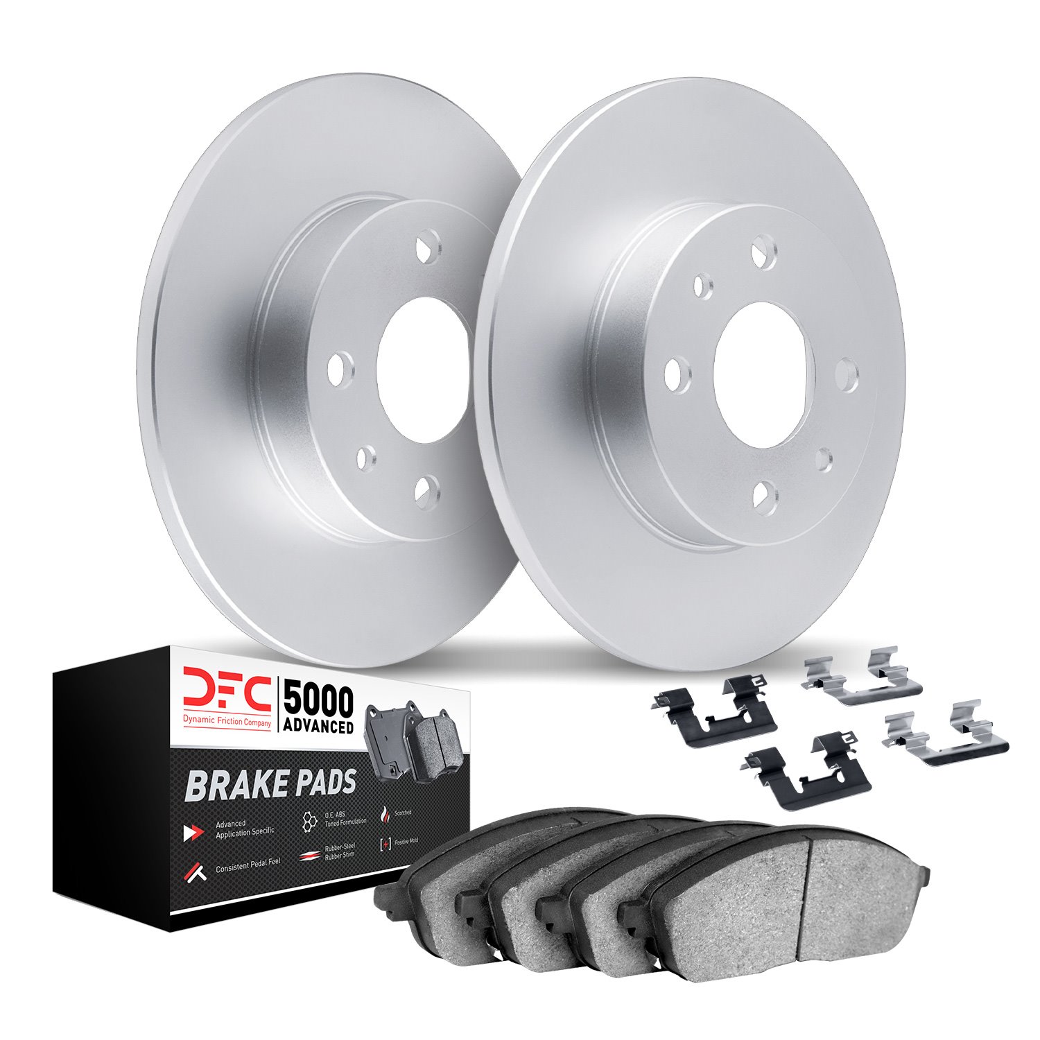 9512-80022 GEOMET Brake Rotors w/5000 Advanced Brake Pads Kit & Hardware, Fits Select Multiple Makes/Models, Position: Rear