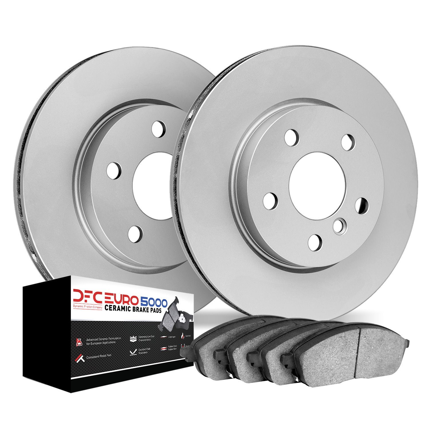 9602-20009 GEOMET Brake Rotors w/5000 Euro Ceramic Brake Pads Kit, 2014-2021 Jaguar, Position: Rear