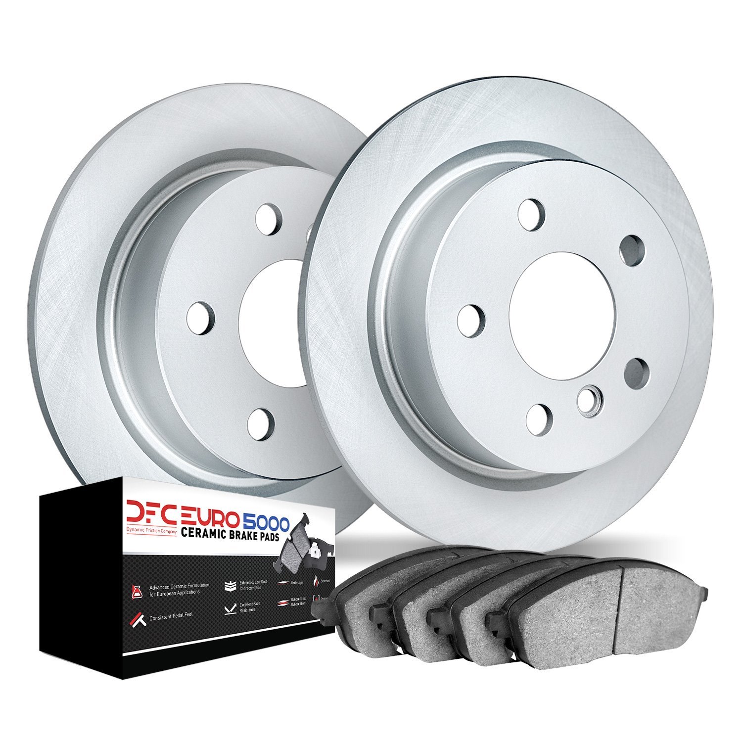 9602-73014 GEOMET Brake Rotors w/5000 Euro Ceramic Brake Pads Kit, 2016-2020 Audi/Volkswagen, Position: Rear