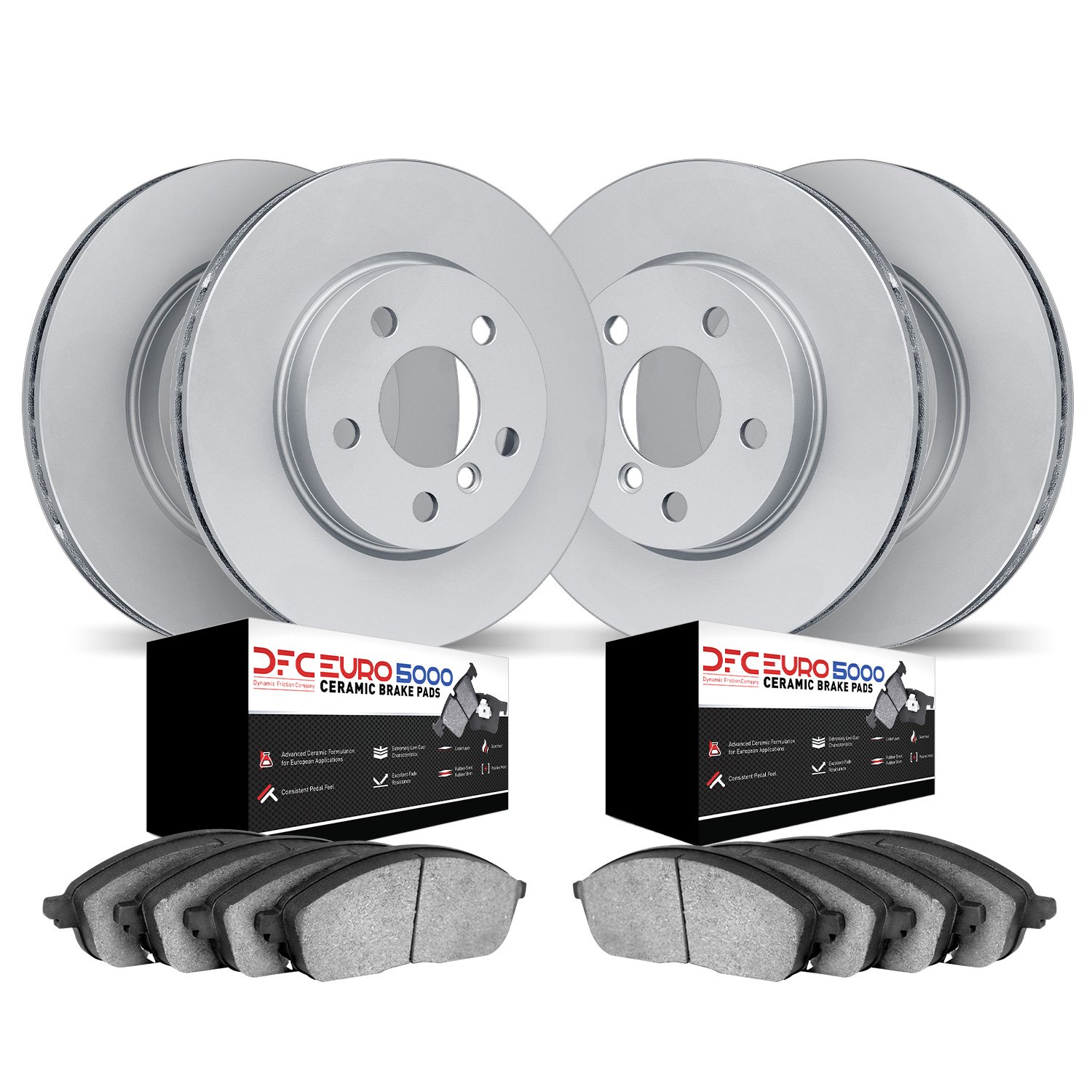 9604-63027 GEOMET Brake Rotors w/5000 Euro Ceramic Brake Pads Kit, 2013-2019 Mercedes-Benz, Position: Front and Rear