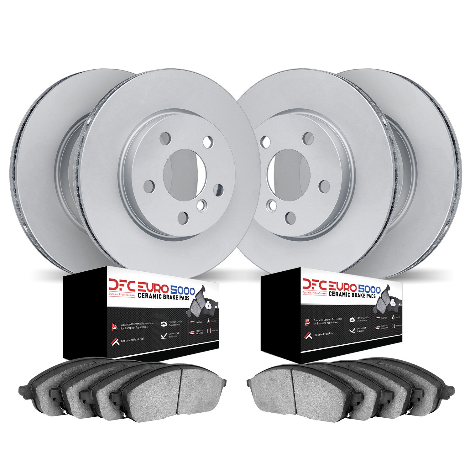 9604-73004 GEOMET Brake Rotors w/5000 Euro Ceramic Brake Pads Kit, 2013-2017 Audi/Volkswagen, Position: Front and Rear