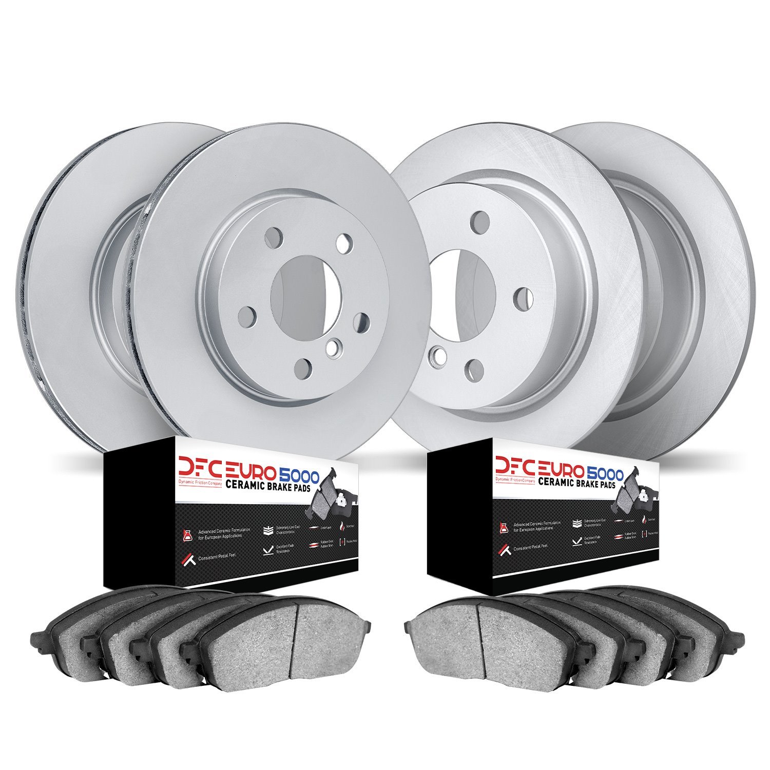 9604-74004 GEOMET Brake Rotors w/5000 Euro Ceramic Brake Pads Kit, 2015-2021 Audi/Volkswagen, Position: Front and Rear