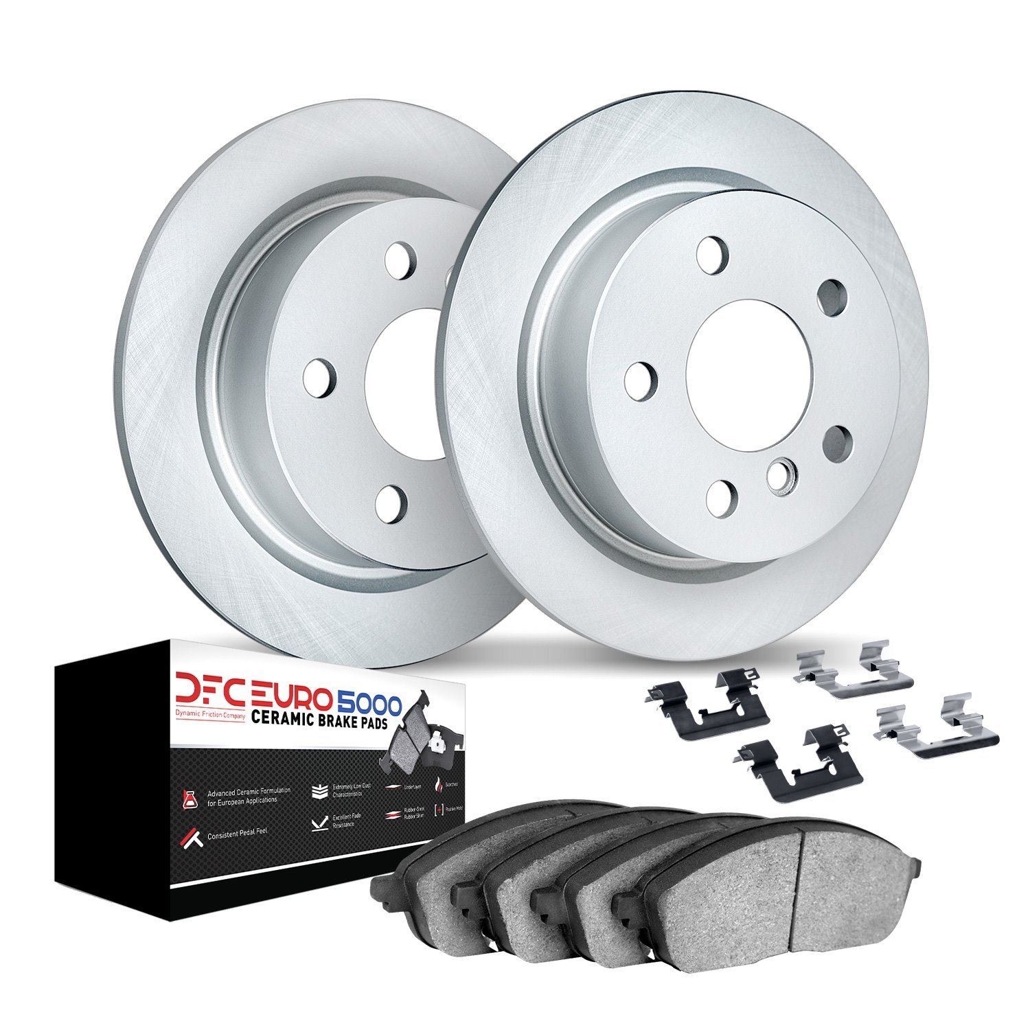 9612-02001 GEOMET Brake Rotors w/5000 Euro Ceramic Brake Pads Kit & Hardware, 1963-1965 Porsche, Position: Front