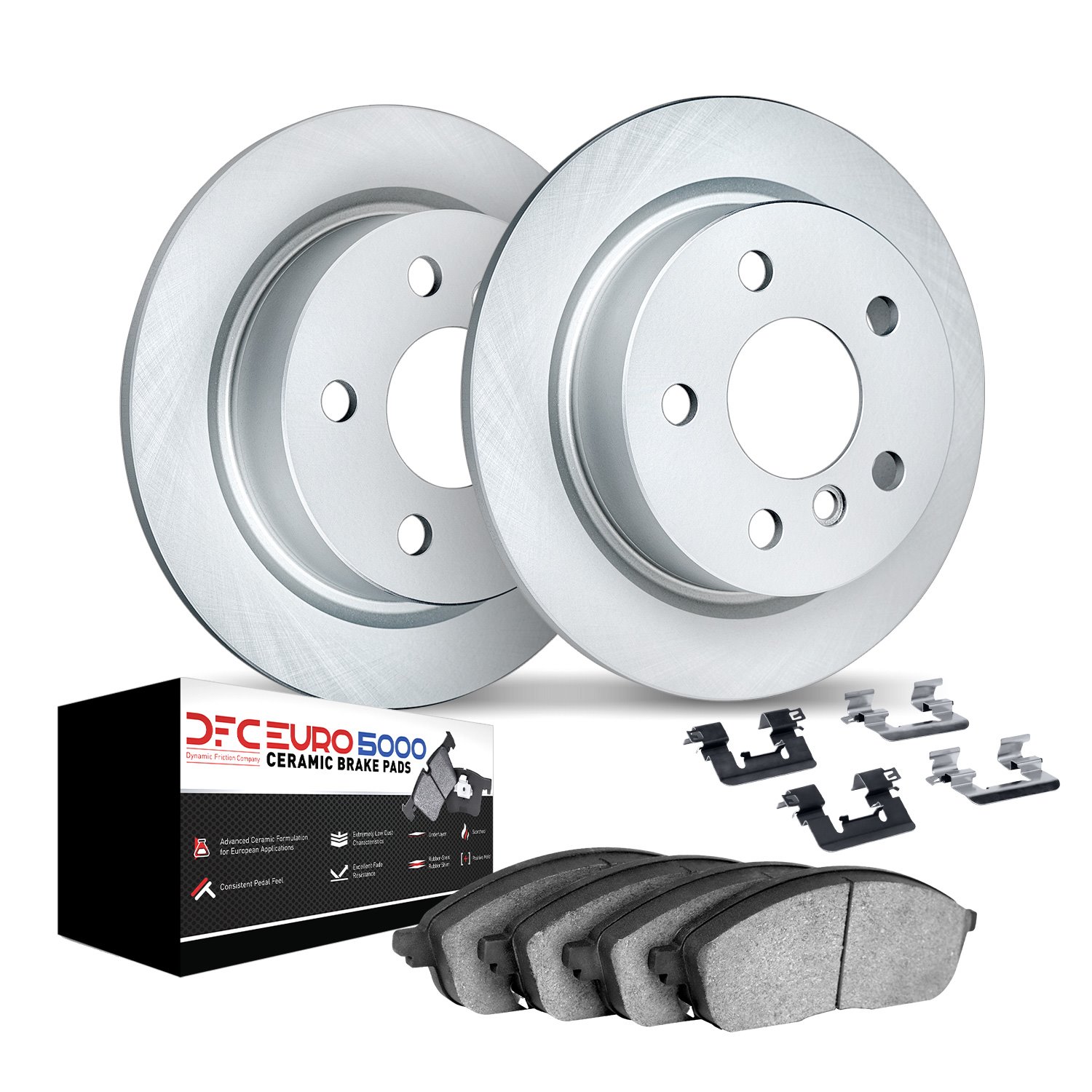 9612-32012 GEOMET Brake Rotors w/5000 Euro Ceramic Brake Pads Kit & Hardware, Fits Select Multiple Makes/Models, Position: Rear