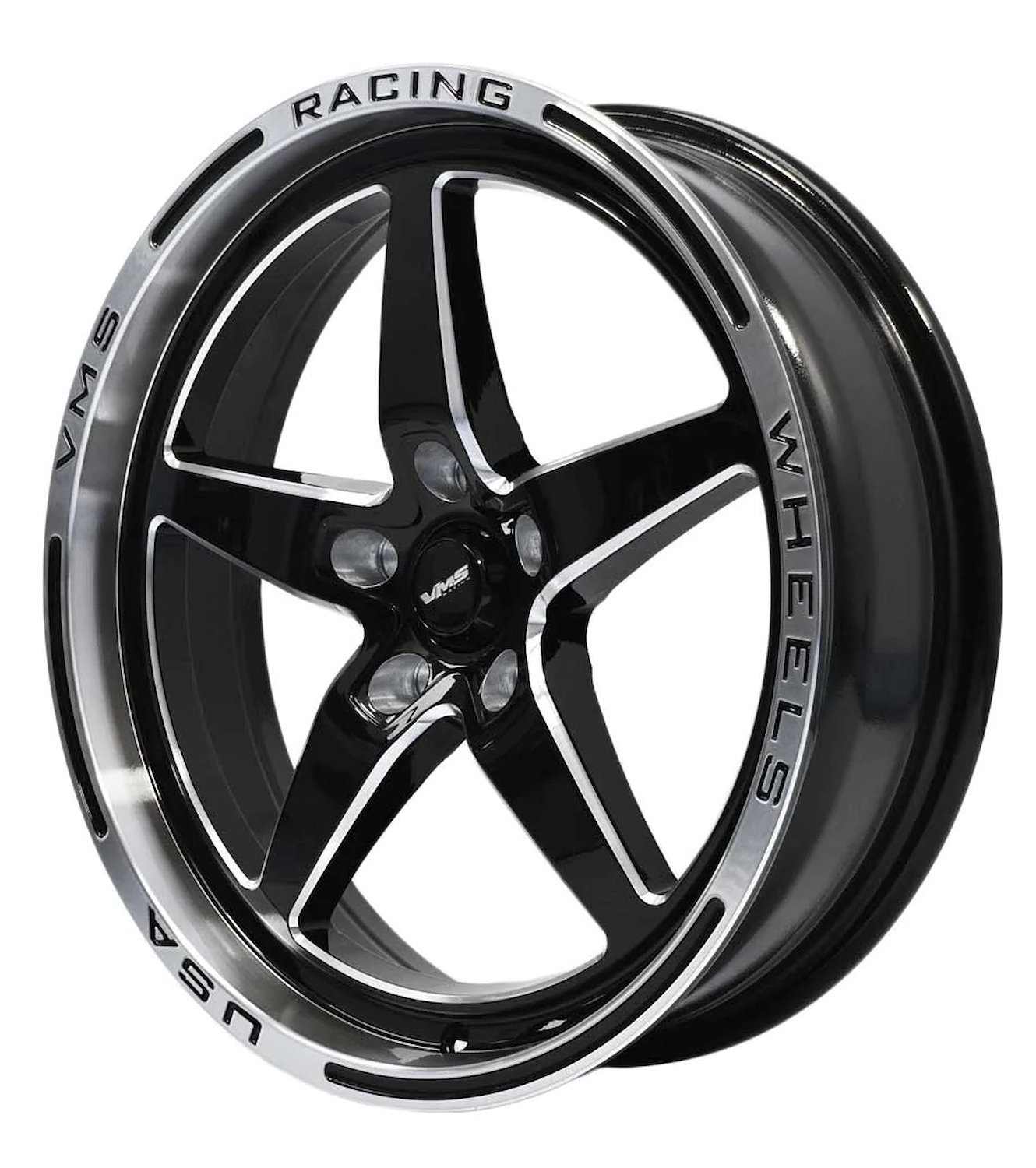 VWST034 V-Star Wheel, Size: 18" x 5", Bolt Pattern: 5 x 115 mm [Finish: Gloss Black Milled/Polished Lip]