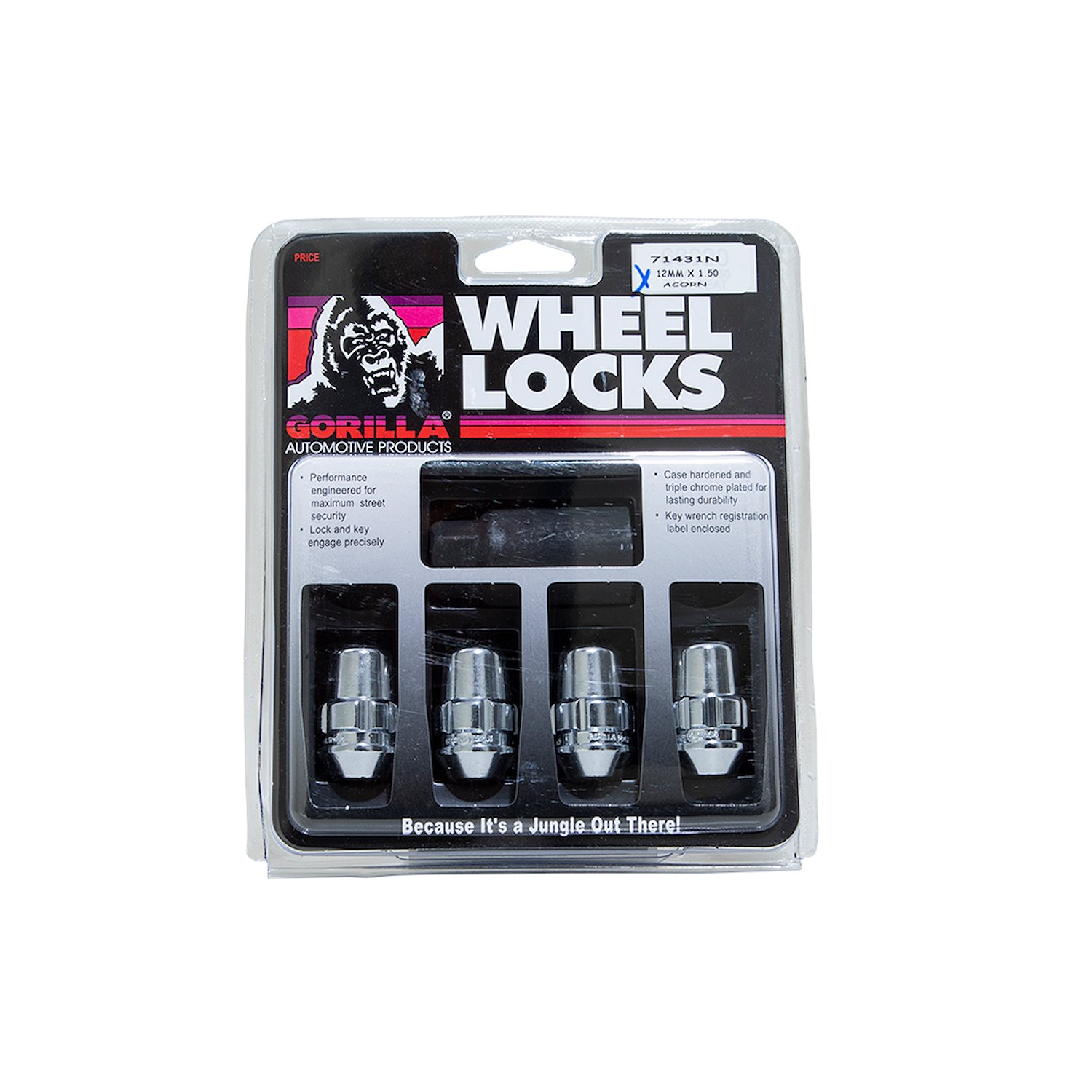 71431N Gorilla Lock Acorn Wheel Lock, 12 mm x 1.50, Chrome