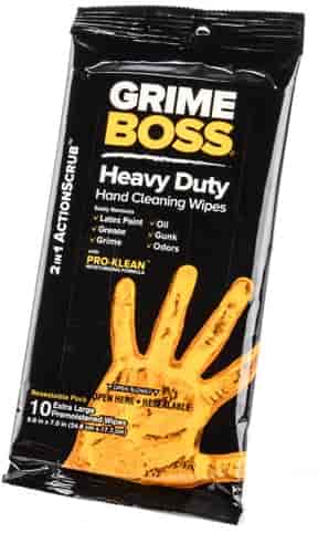 Grime Boss A544R10X: Heavy Duty Hand & Surface-Cleaning Wipes, [10 count,  9.800 in. x 7 in. sheets] - JEGS