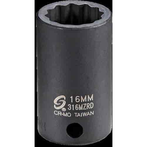 16mm 12-Point Semi-Deep Impact Socket 3/8