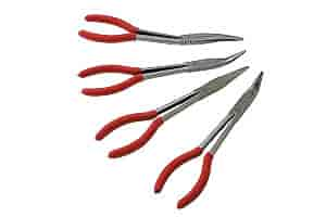 4 Pc. 11" Needle Nose Pliers Set Pliers with straight, 20°, 45° and 90° angled noses