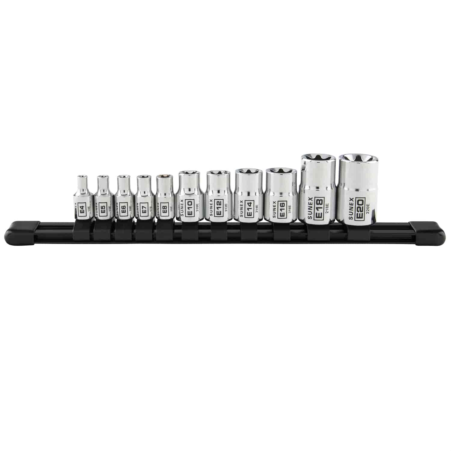 11 piece 1/4, 3/8 & 1/2 in. Drive Inverted Star Socket Rail