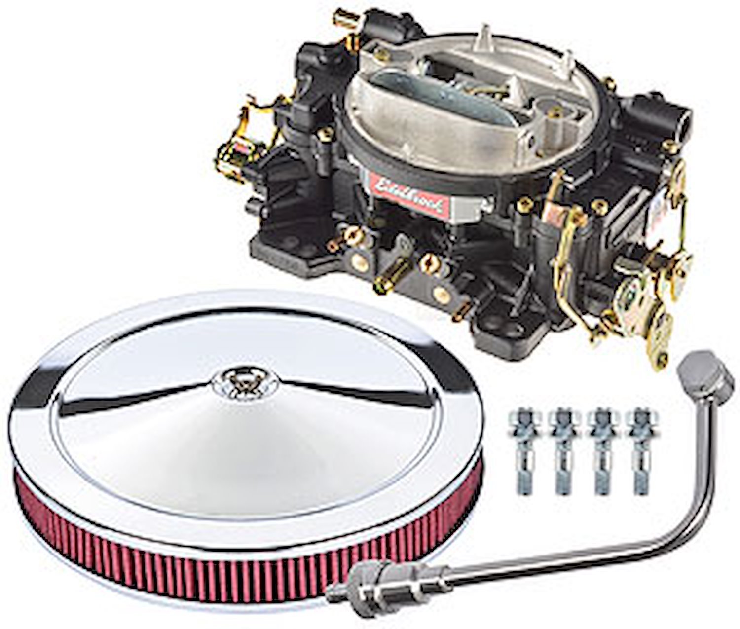 Performer Series 750 CFM Black Manual Choke Carburetor Kit with Chrome Fuel Line