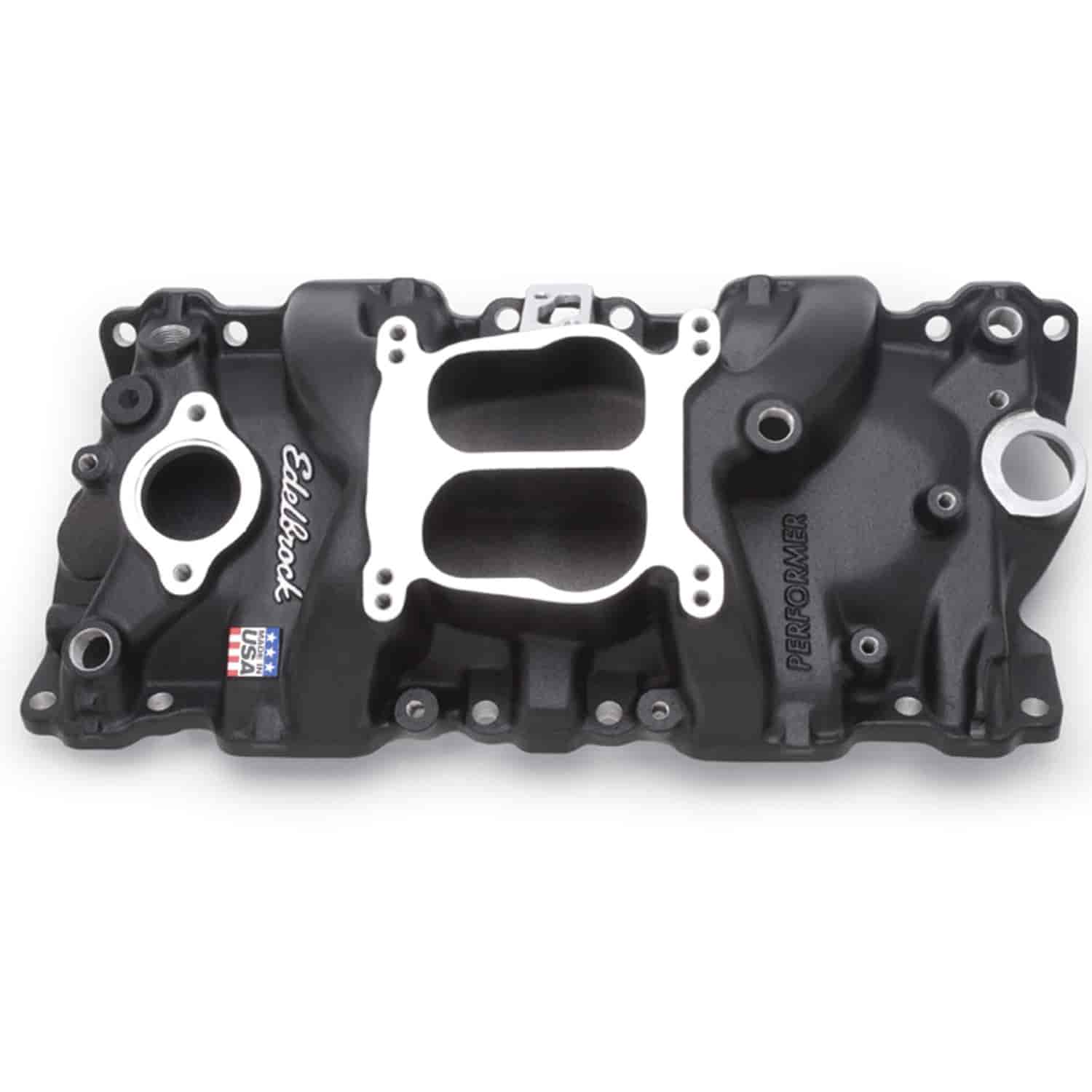 Performer Small Block Chevy Intake Manifold Black for 1987-95 Cast Iron Heads