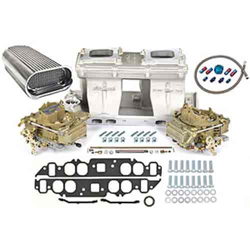 Edelbrock 7115K3: Tunnel Ram Carb and Intake Kit with Scoop Oval port  cylinder heads - JEGS