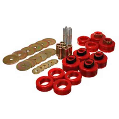 Body Cab Mount Set Red Performance Polyurethane Includes