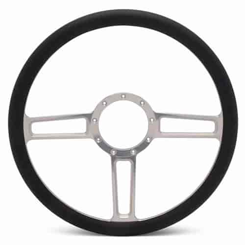 15 in. Launch Steering Wheel - Clear Anodized Spokes, Black Grip