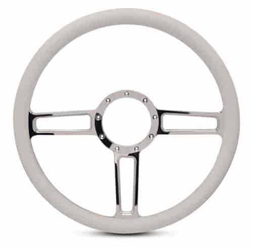 15 in. Launch Steering Wheel - Polished Spokes, White Grip