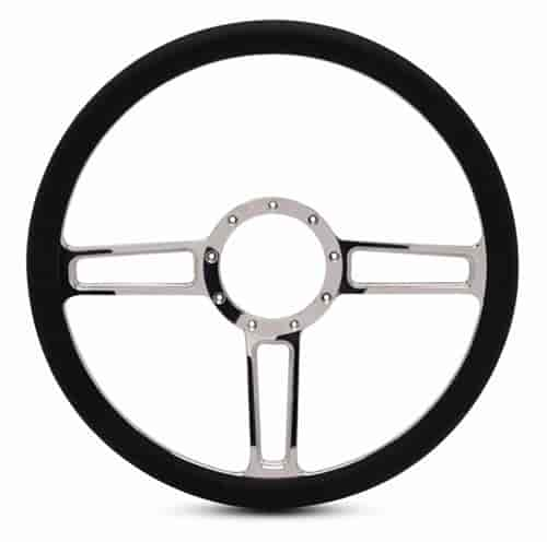 15 in. Launch Steering Wheel - Polished Spokes, Black Grip