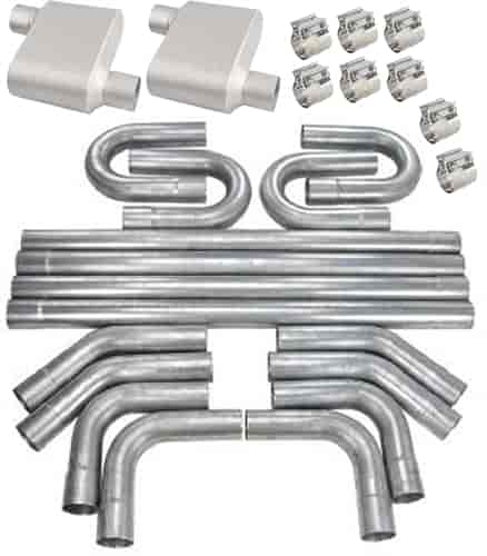 FlowMonster/JEGS Aluminized Exhaust System Kit - Universal - 2.500 in. Tubing - Offset In/Offset Out