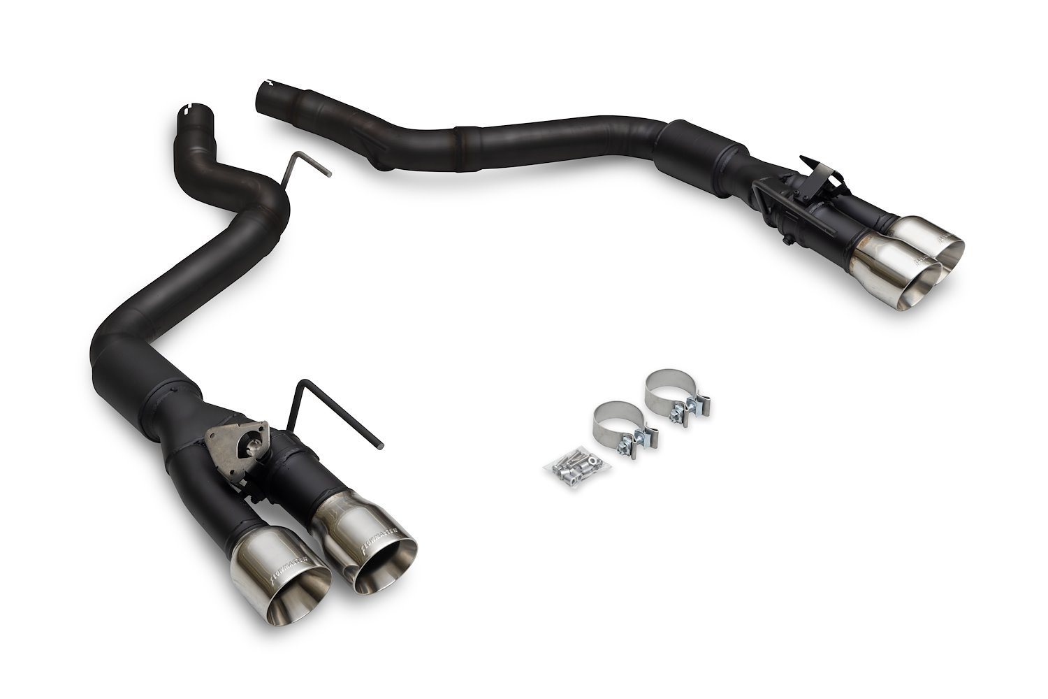 818164 Outlaw Axle-Back Exhaust System Fits Select Ford Mustang GT 2.3L EcoBoost/5.0L with Valves [Polished Tips, Quad Exit]
