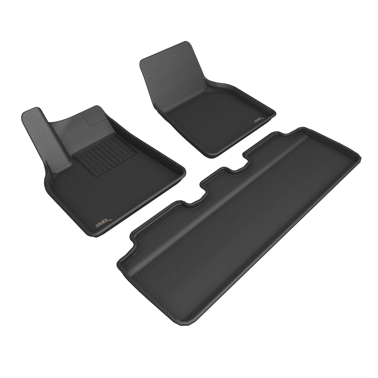 L1TL02701509 KAGU Floor Mat Set for 2021-2022 Tesla Y; 2023 Tesla Y, 3-Piece, 1st Row/2nd Row [Black]