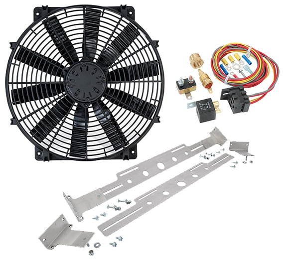Flex-A-Lite 105390K2: Flex-Wave LoBoy Puller Electric Fan Kit | 16 in.  Diameter | 3,000 cfm | Includes: Cooling Fan, Single Fan Wiring Harness,  Mounting Bracket - JEGS