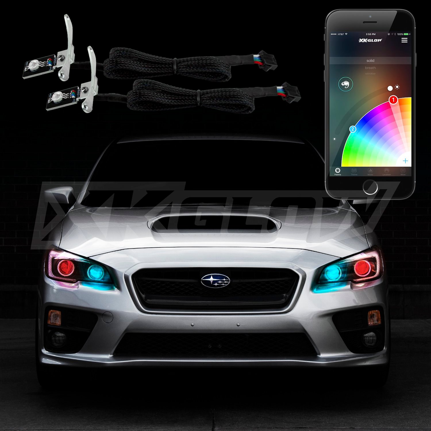 XK042009 2 x RGB Demon Eye Million Color XKGLOW Smartphone App Control Kit, Universal Fit