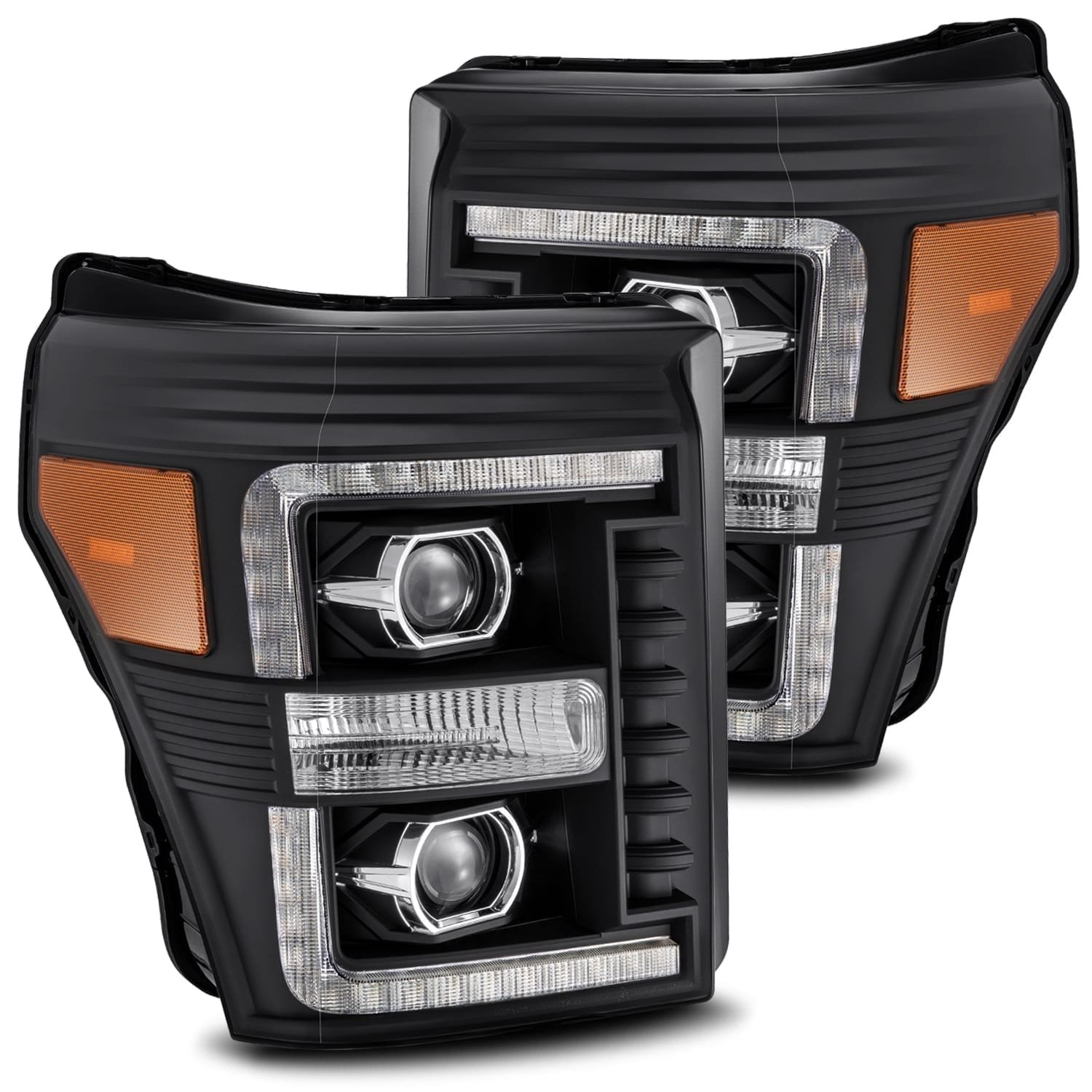 880146 Luxx-Series LED Projector headlights for 2011-2016 Ford F-250/F-350/F-450 - Plank Style Design in Black