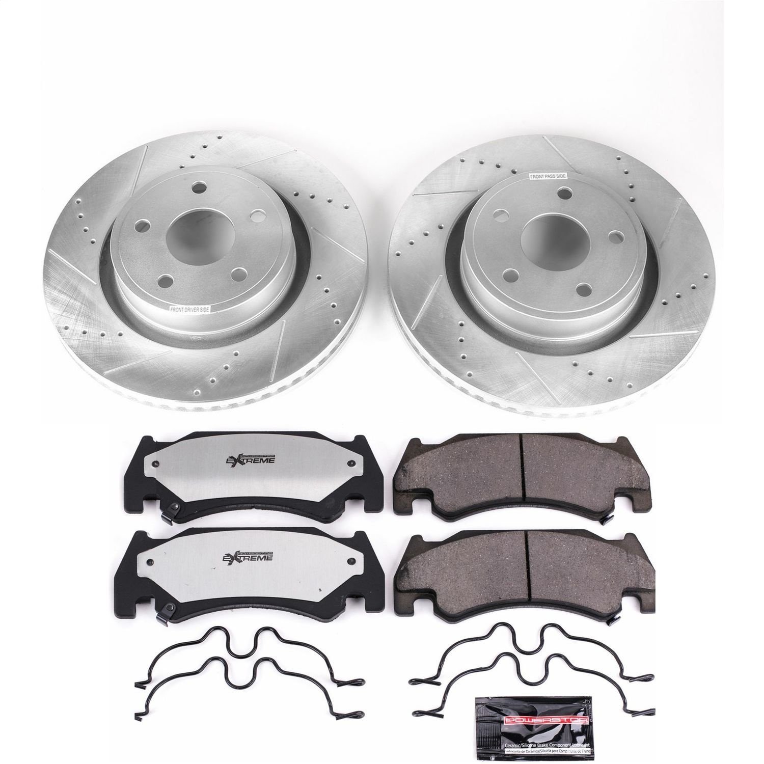 Heavy Duty Truck And Tow Brake Kit; Front; Incl. Silver Zinc Plated Cross-Drilled And Slotted Rotors