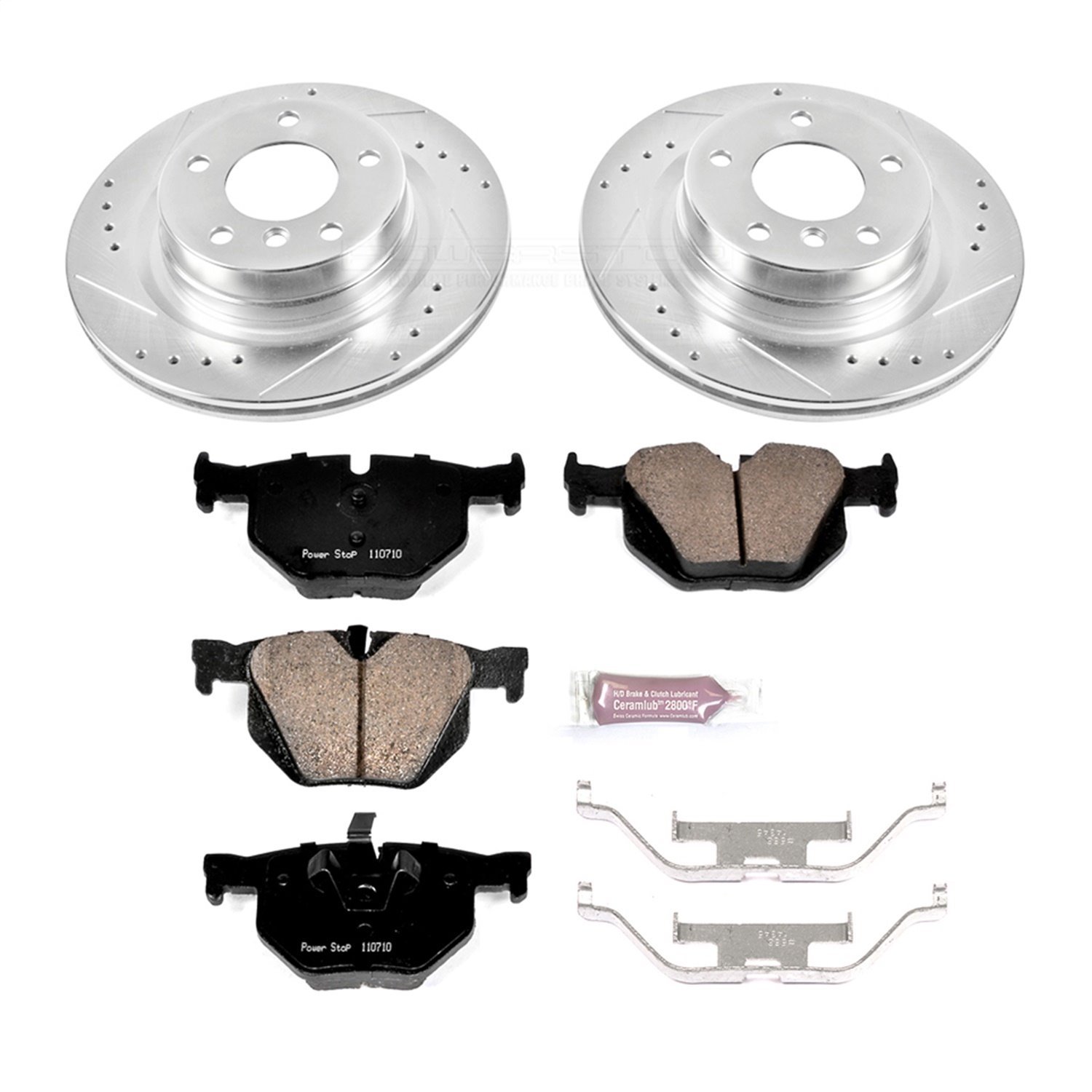 High Performance Brake Upgrade Kit Cross-Drilled and Slotted Rotors Z23 Evolution Sport High Carbon