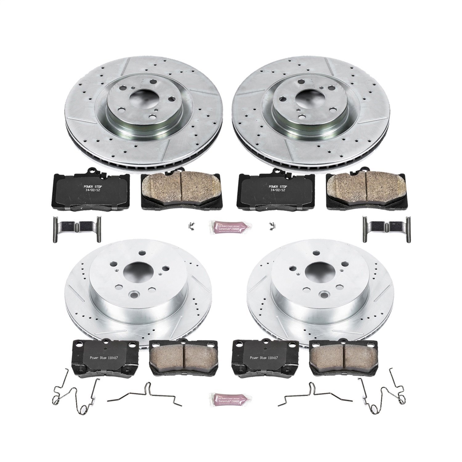 High Performance Brake Upgrade Kit Cross-Drilled and Slotted Rotors Z23 Evolution Sport High Carbon