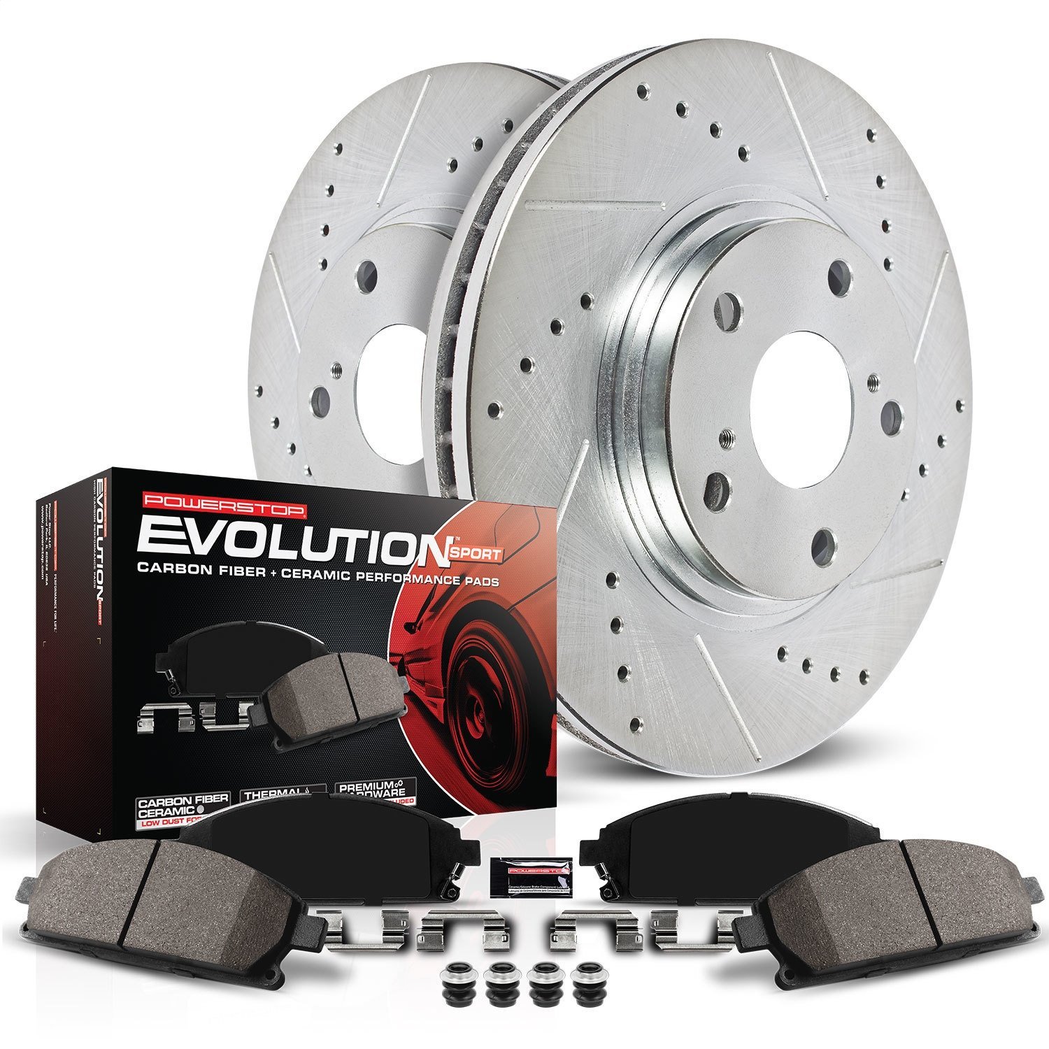 High Performance Brake Upgrade Kit Cross-Drilled and Slotted Rotors Z23 Evolution Sport High Carbon