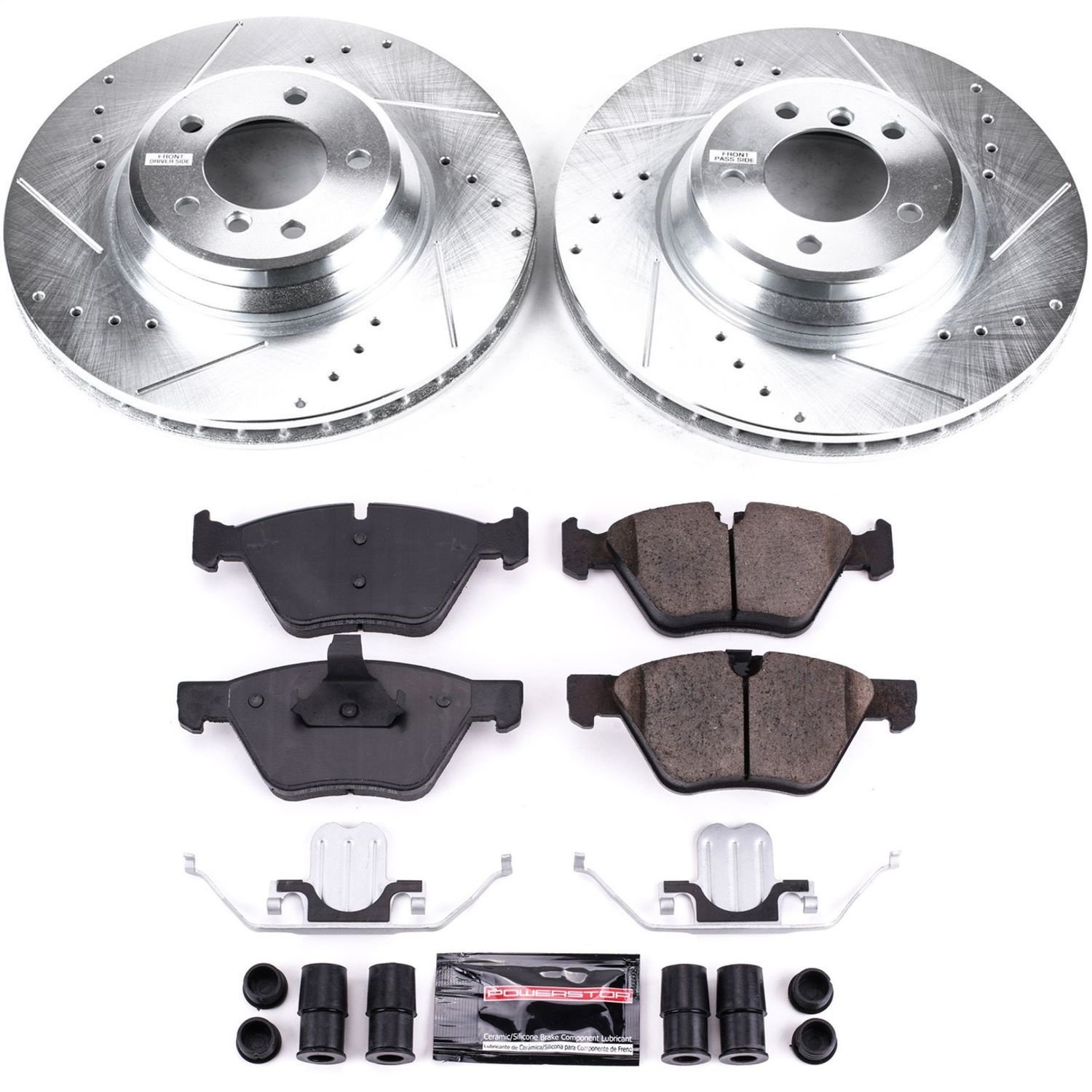 High Performance Brake Upgrade Kit Cross-Drilled and Slotted Rotors Z23 Evolution Sport High Carbon