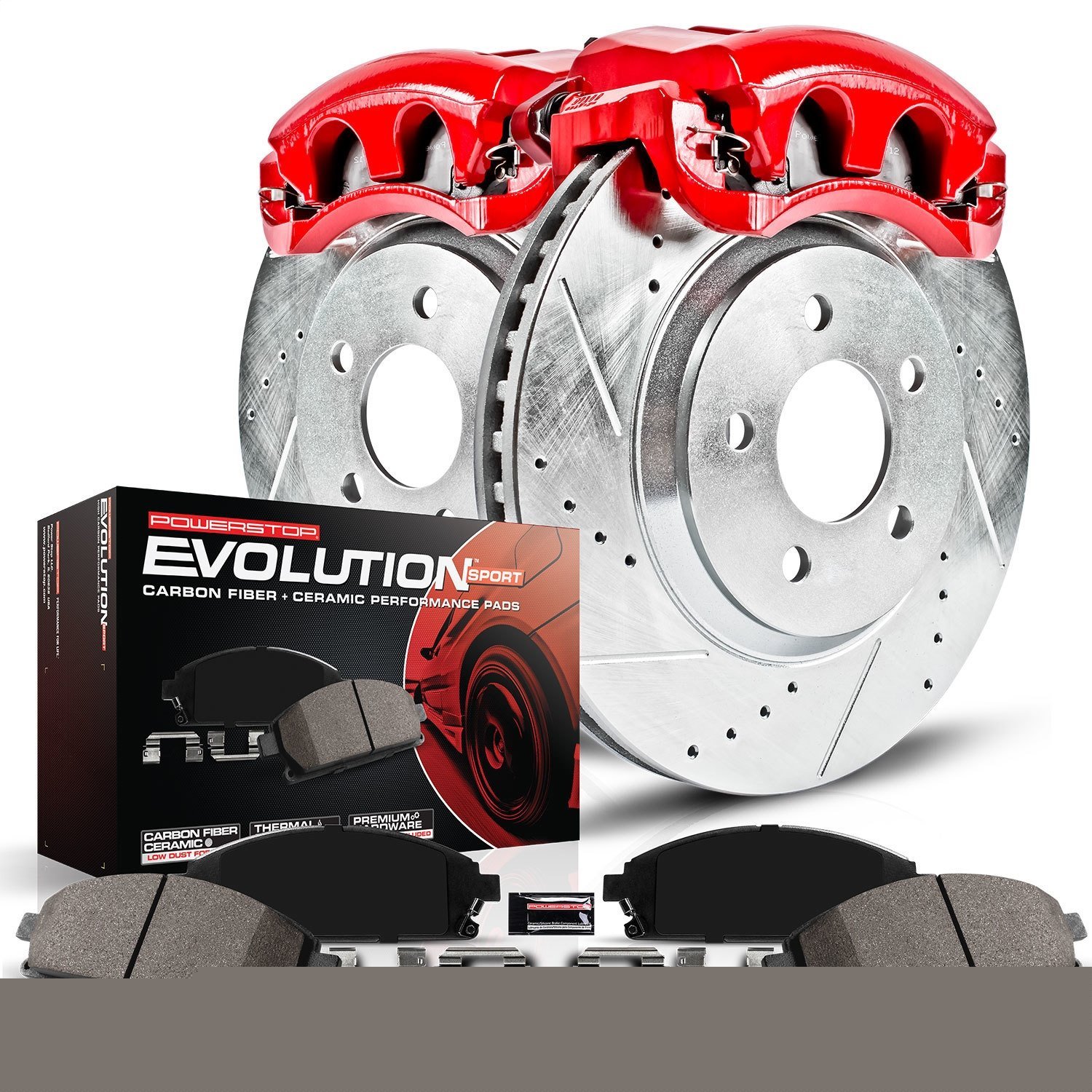 High Performance Brake Upgrade Kit Cross-Drilled and Slotted Rotors Z23 Evolution Sport High Carbon