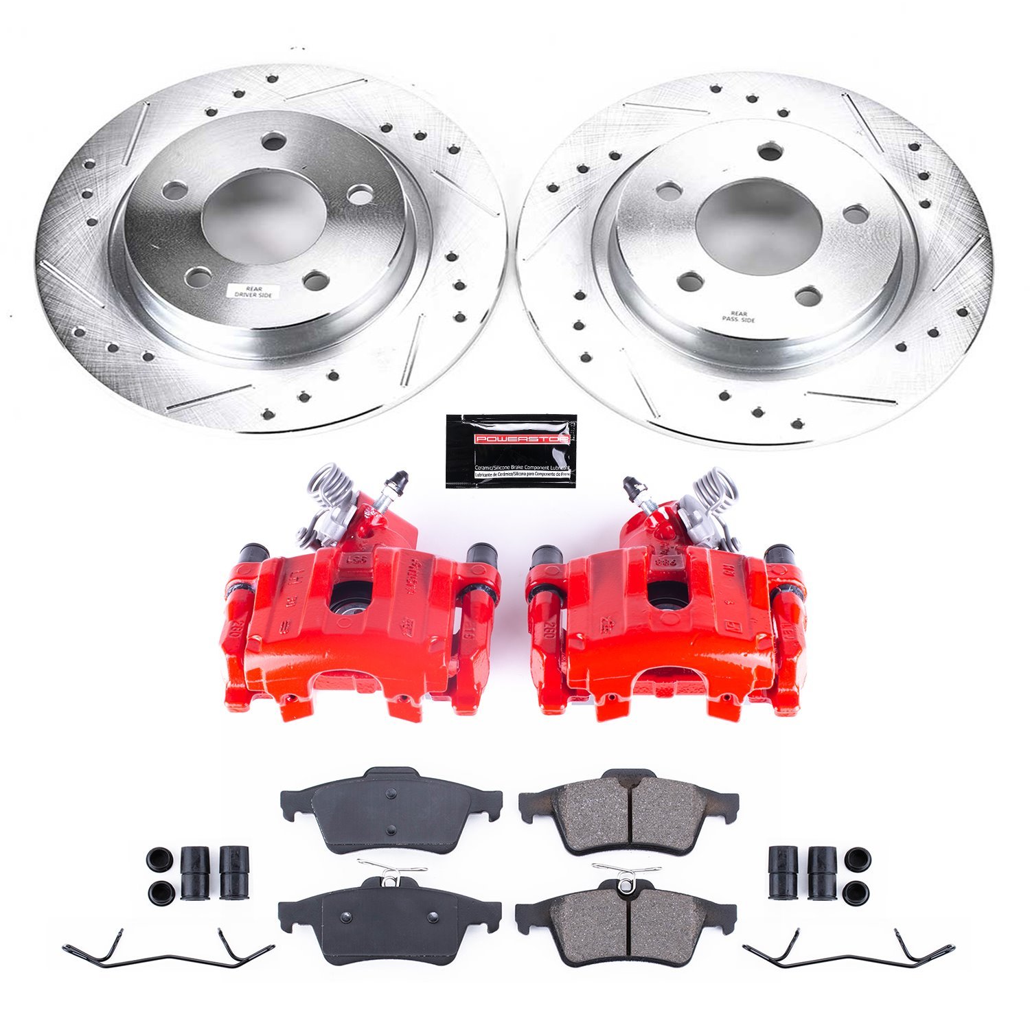 Z23 Evolution Sport Rear Brake Upgrade Kit with Red Powder-Coated Calipers Fits 2004-2013 Mazda 3
