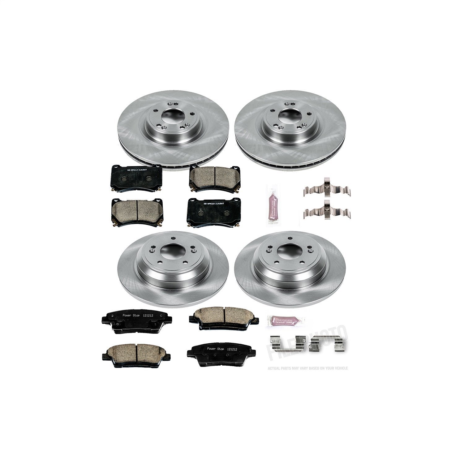 1-Click Daily Driver Brake Kits Front & Rear OE Replacement Rotors Z16 Ceramic Scorched Brake Pads