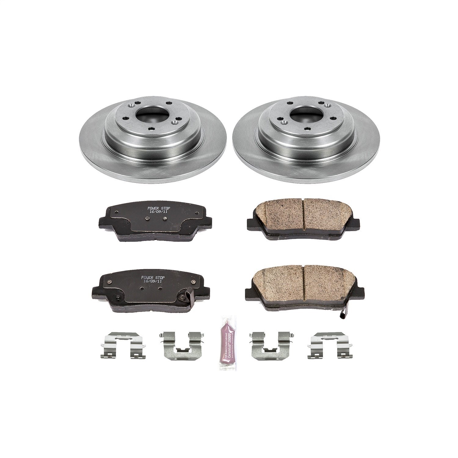 1-Click Daily Driver Brake Kits Rear OE Replacement Rotors Z16 Ceramic Scorched Brake Pads