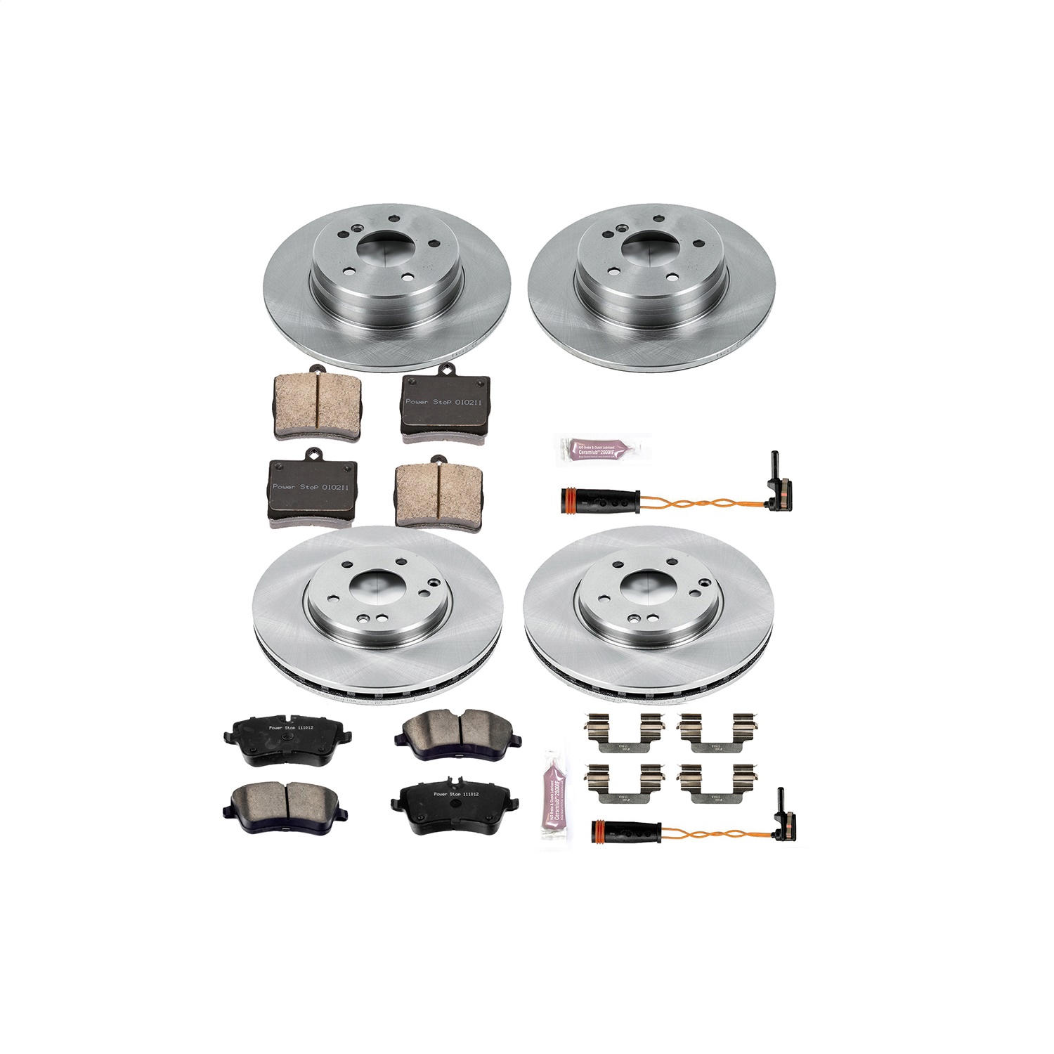 1-Click Daily Driver Brake Kits Front & Rear OE Replacement Rotors Z16 Ceramic Scorched Brake Pads