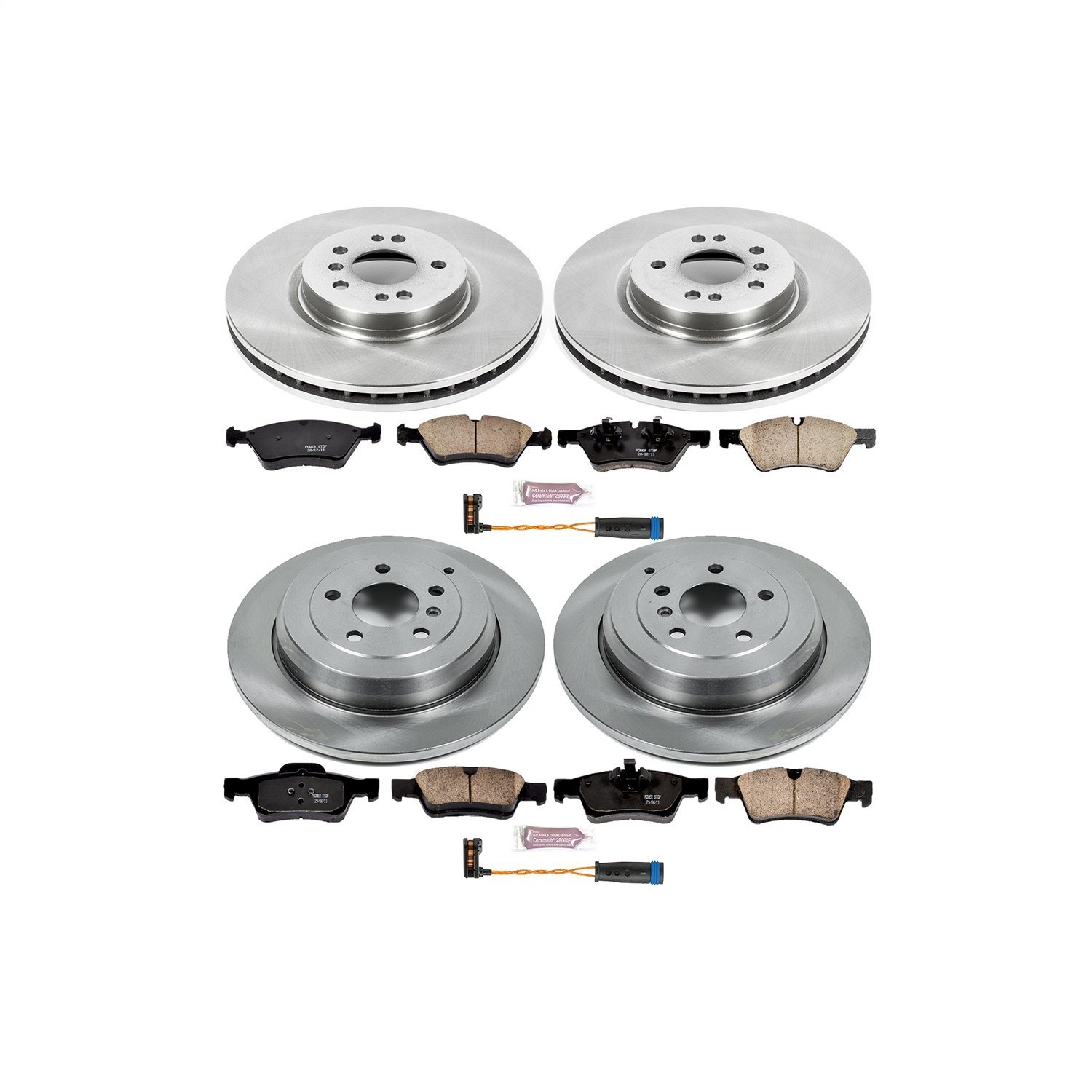 1-Click Daily Driver Brake Kits Front & Rear OE Replacement Rotors Z16 Ceramic Scorched Brake Pads