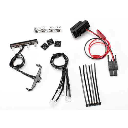 LED light kit 1/16th Summit power supply chrome lightbar roof light harness 4 clear 2 red chassis ha