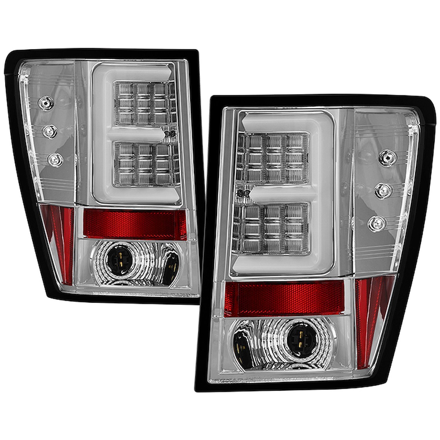 Version 2 Light Bar LED Tail Lights for 2005-2006 Jeep Grand Cherokee [Chrome]