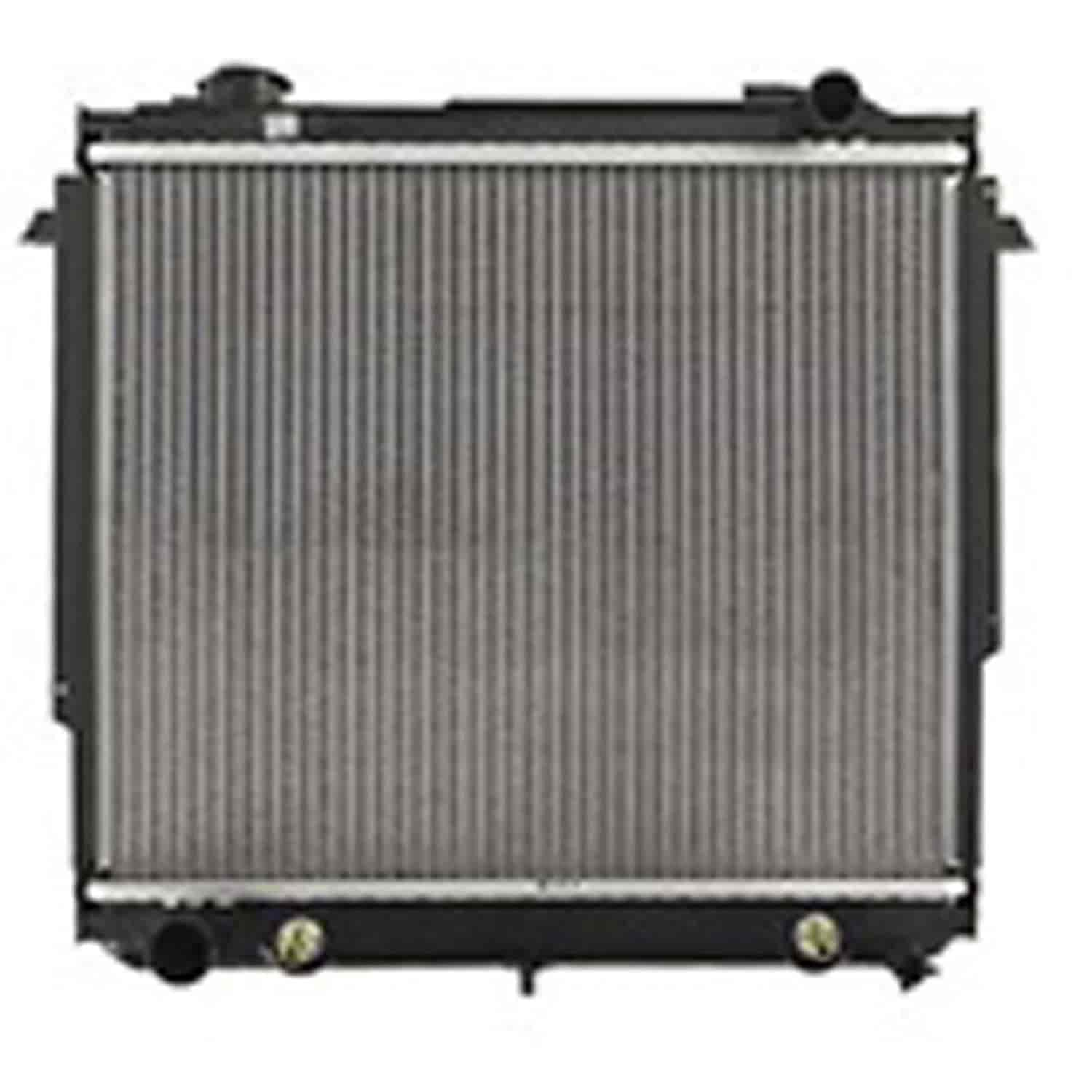 This 1 row radiator from Omix-ADA fits With or Without AC MT or AT 1984-1994 Cherokee 2.5L 1984-1986 Cherokee 2.8L .