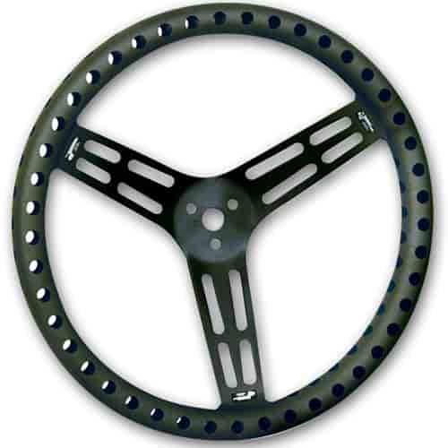 14" Aluminum Steering Wheel Non-Coated Black Aluminum