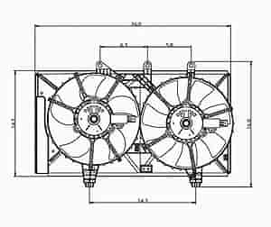 RAD/CON COOLING FAN ASSY BLADE/MOTOR/SHROUD NEON 4 SPD A/T 01-02 W/ 2.0L ENG A/T 03-05 W/ 2.4L ENG 03-05 DODGE SX 2.0 03-05