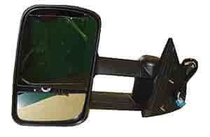 LH DR MIRROR POWER HEATED TEXT BLK MANUAL FLDG TELESCOPIC TOW TYPE W/O SIGN AL SILVERADO 03-07