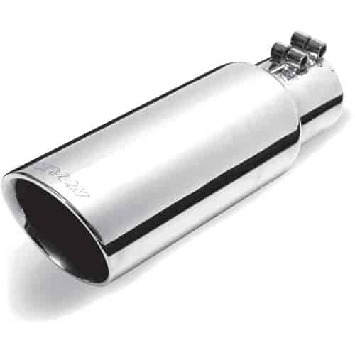 Stainless Steel Slash Cut Double Walled Exhaust Tip Inlet: 2.25"