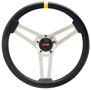 Classic 3-Spoke Steering Wheel Leather-Grain Black Vinyl with