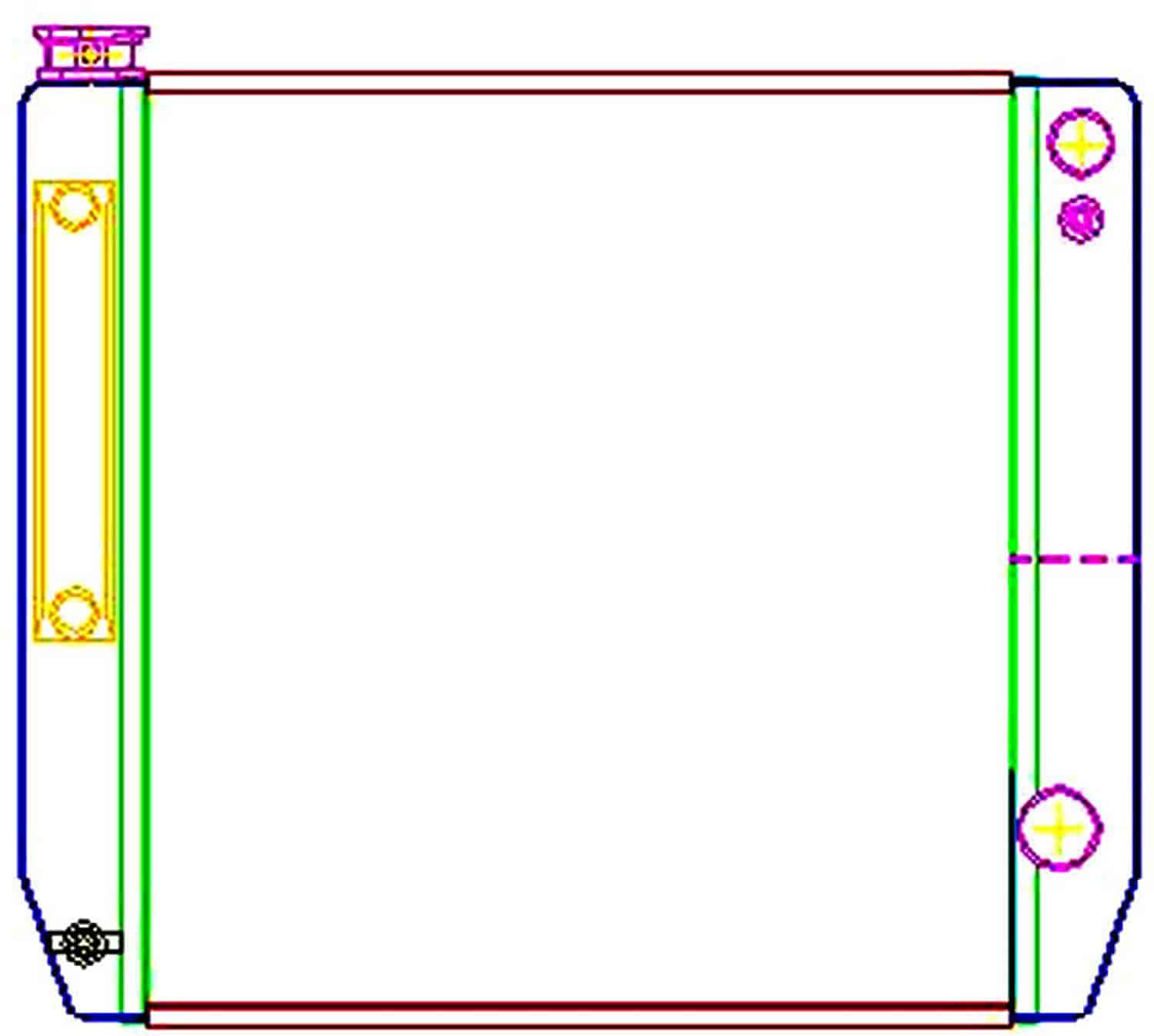 ClassicCool Universal Fit Radiator Dual Pass Crossflow Design 22" x 19" for LS Swap with Transmission Cooler