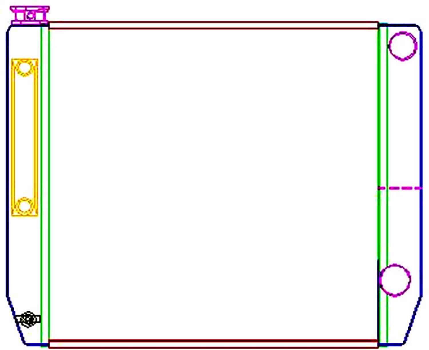 ClassicCool Universal Fit Radiator Dual Pass Crossflow Design 24" x 19" with Transmission Cooler